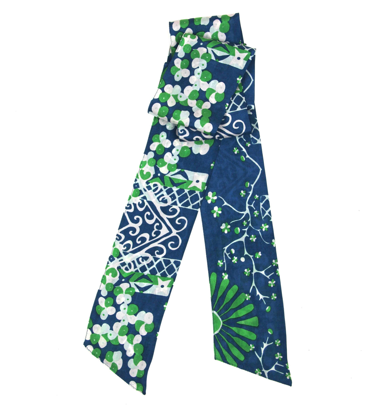 Masami Navy Silk Bandeau Skinny Scarf