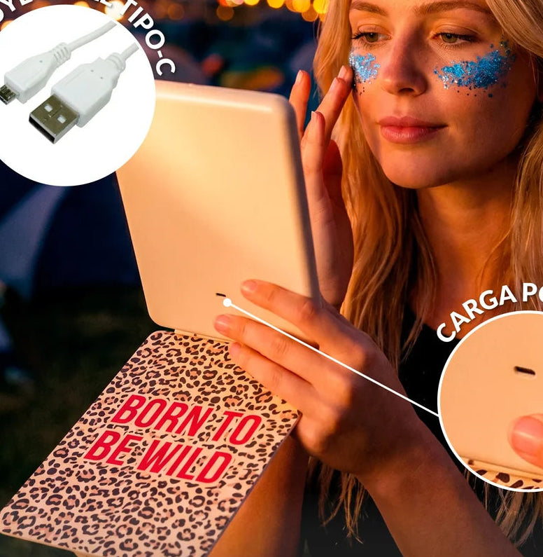 Portable LED Mirror, Leopard Print