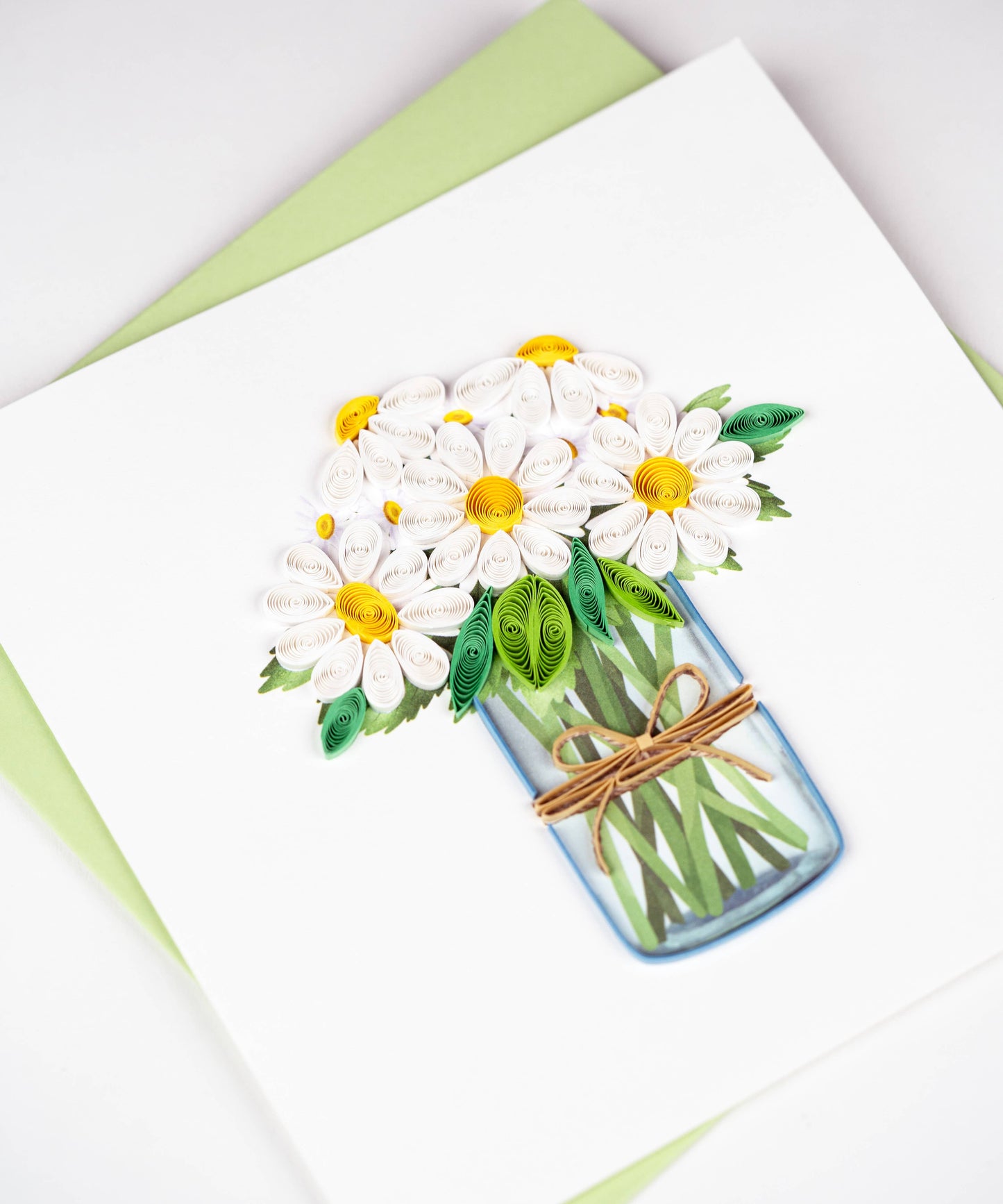 Quilled White Daisies in Jar Greeting Card
