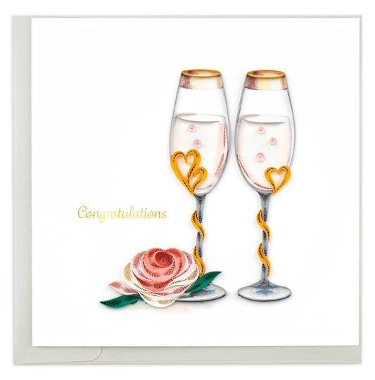 Quilled Wedding Toasting Flutes Card