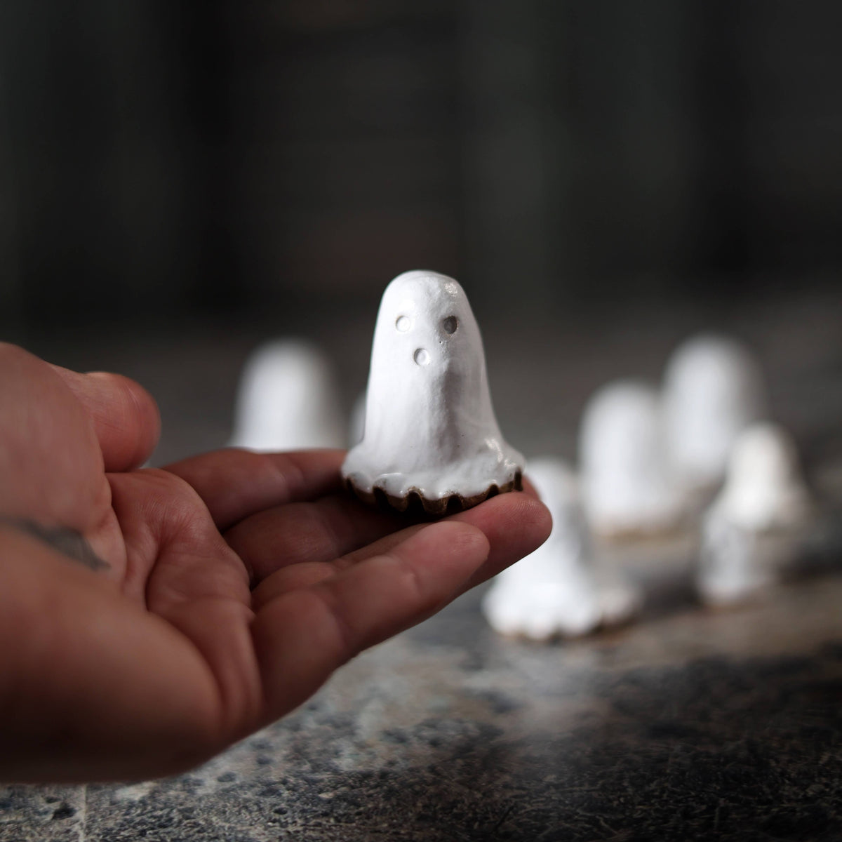 Tiny Ceramic Ghost, Handmade