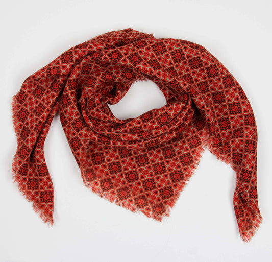 Lisbon Brick Red Wool Scarf