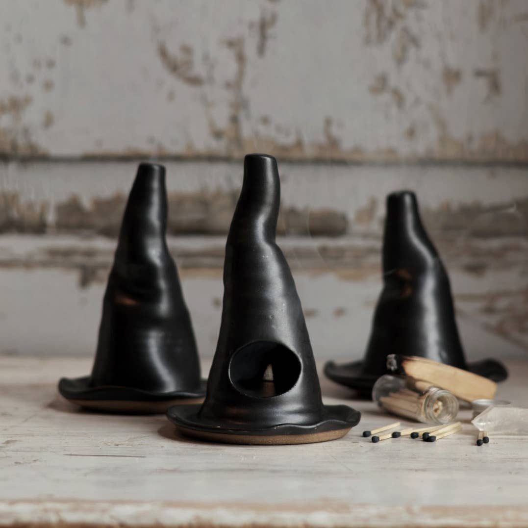 Witch Hat Ceramic Incense Burner, Handmade