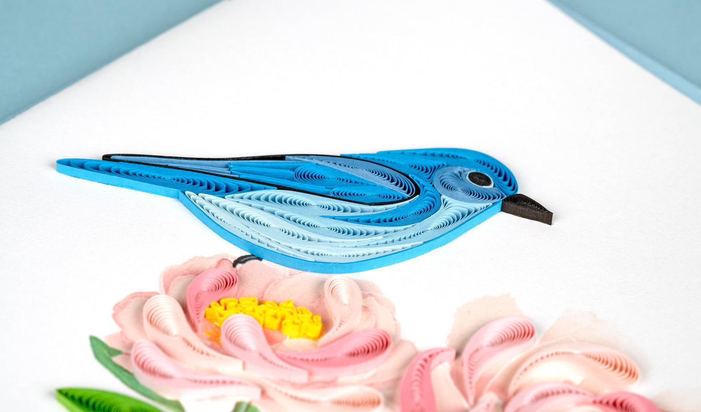 Quilled Bluebird & Peonies Greeting Card