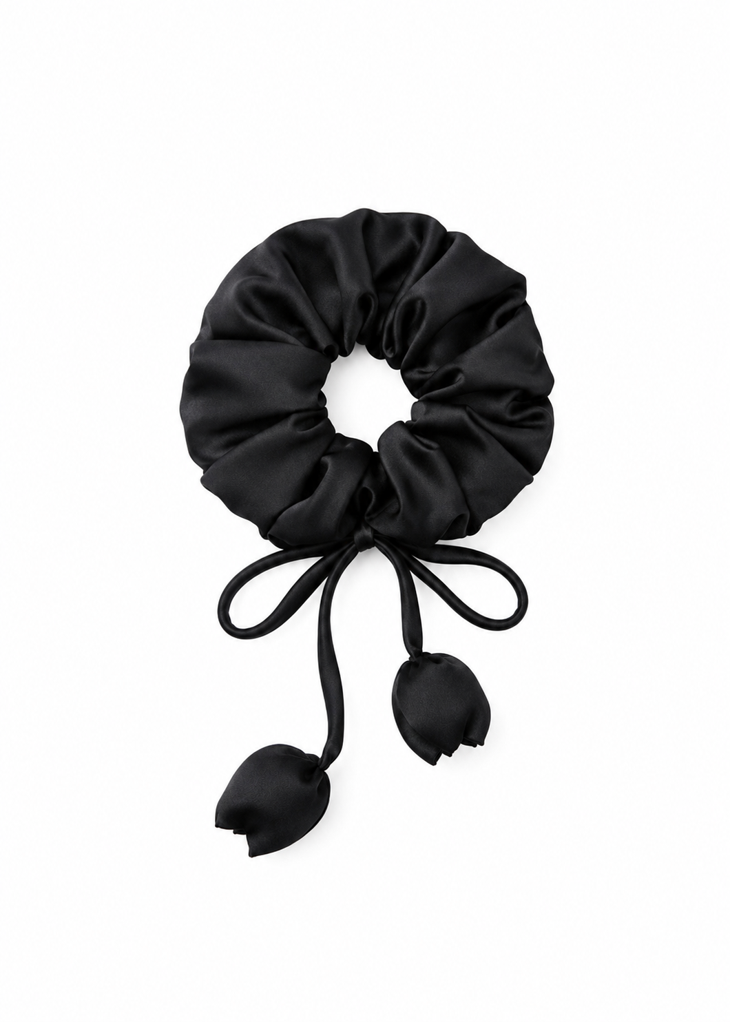 Tulip Silk Hair Tie Scrunchie - Black