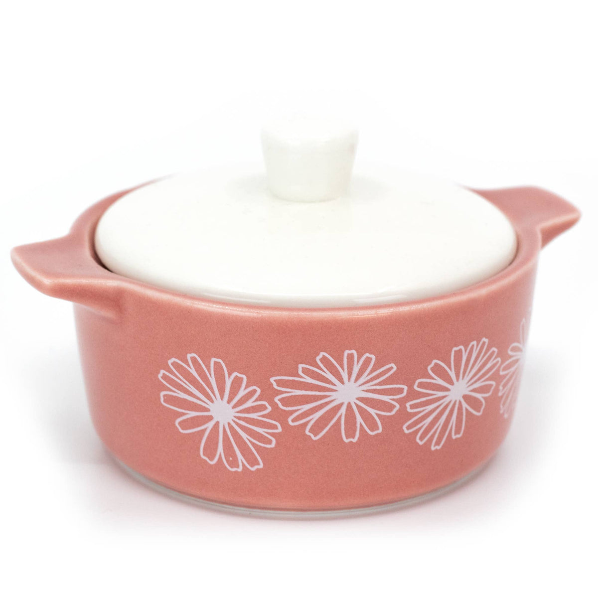 Pyrex-Inspired Pink Daisy Casserole Ceramic Trinket Box