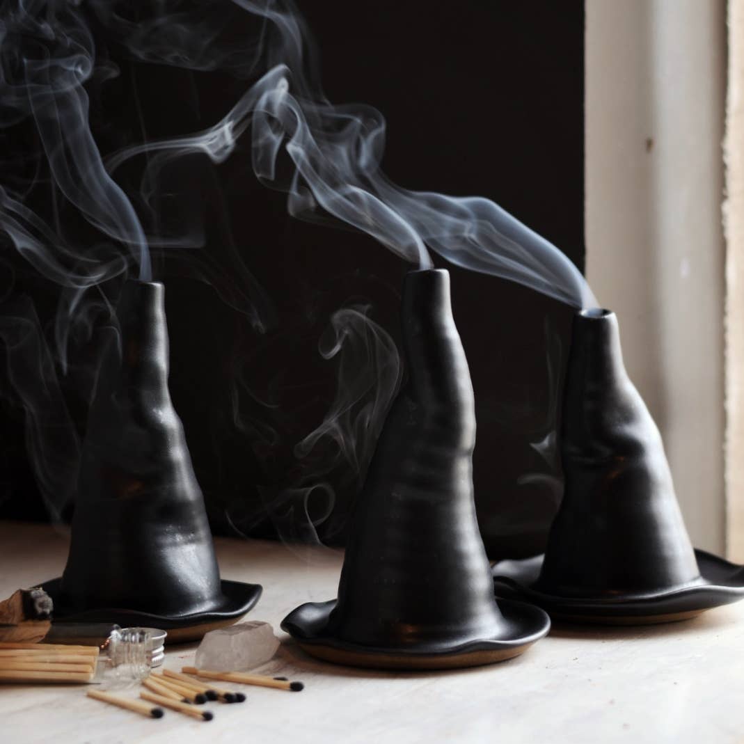 Witch Hat Ceramic Incense Burner, Handmade