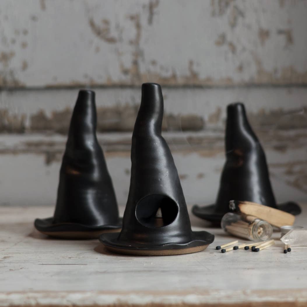 Witch Hat Ceramic Incense Burner, Handmade