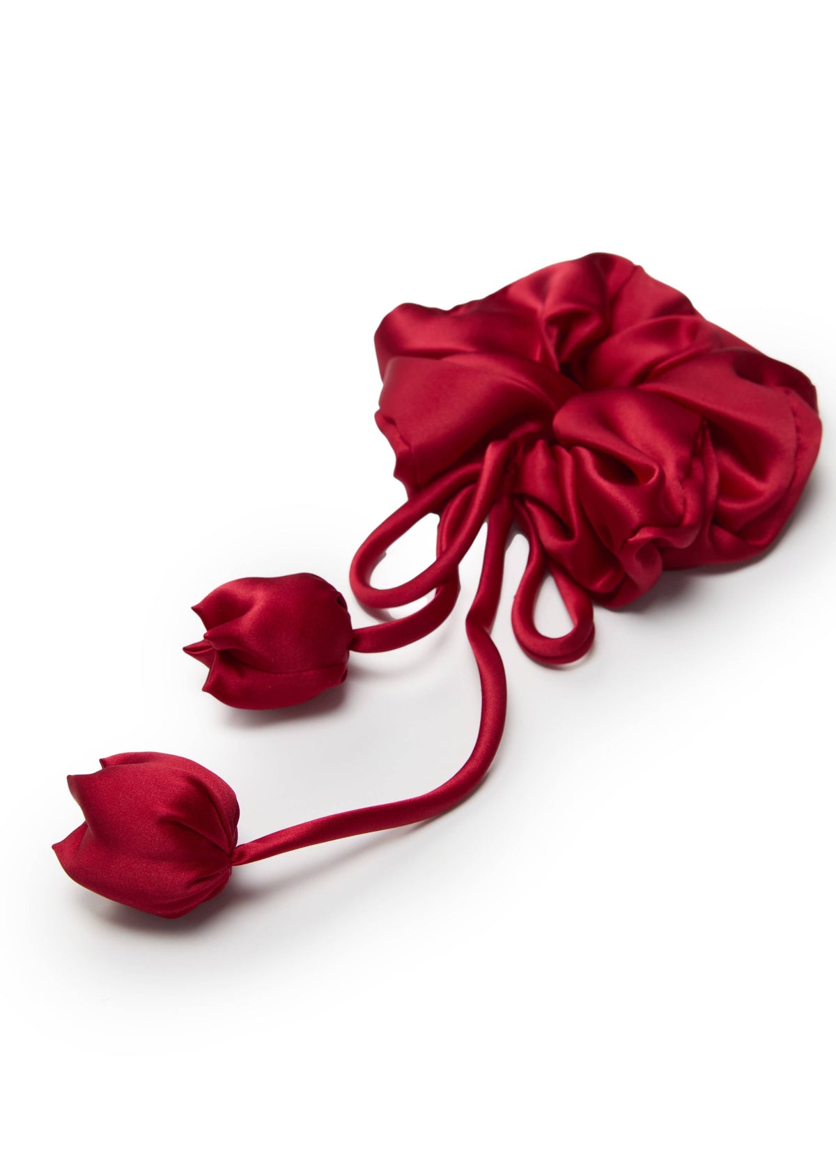 Tulip Silk Hair Tie Scrunchie - Rouge Red