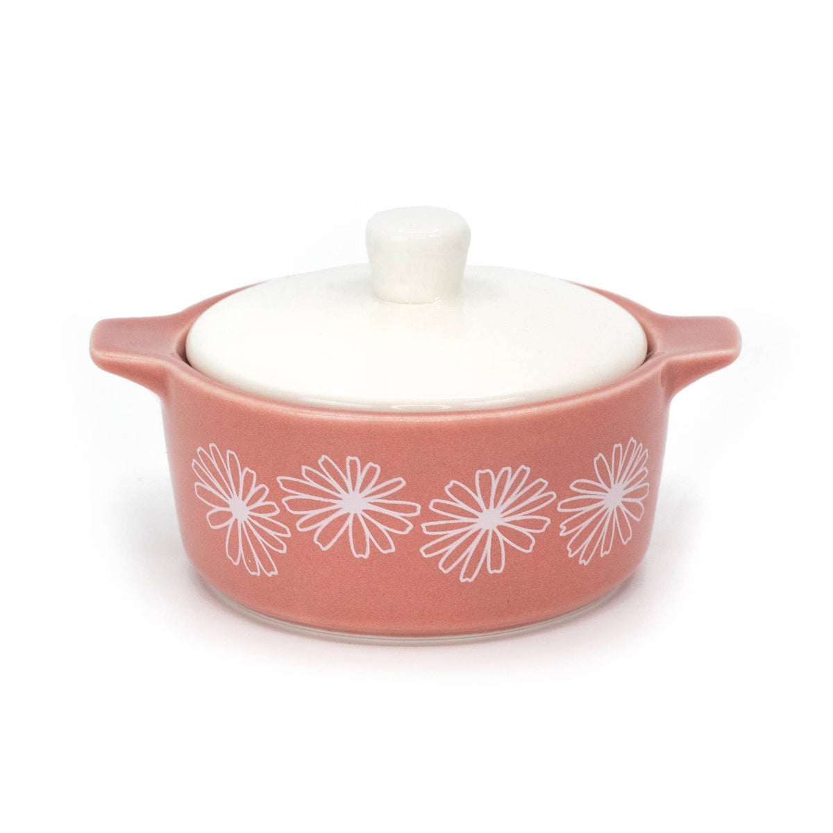 Pyrex-Inspired Pink Daisy Casserole Ceramic Trinket Box