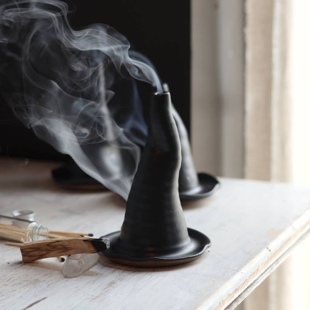 Witch Hat Ceramic Incense Burner, Handmade