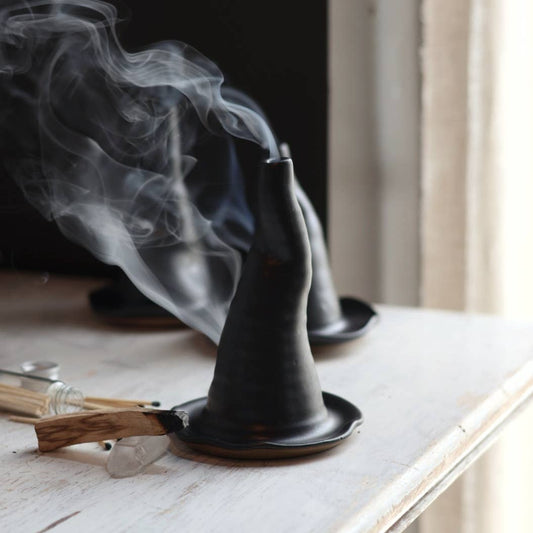 Witch Hat Ceramic Incense Burner, Handmade