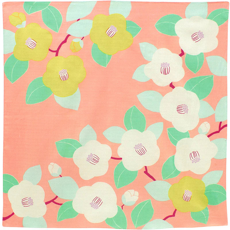 Furoshiki Camellia Flowers, Salmon Pink