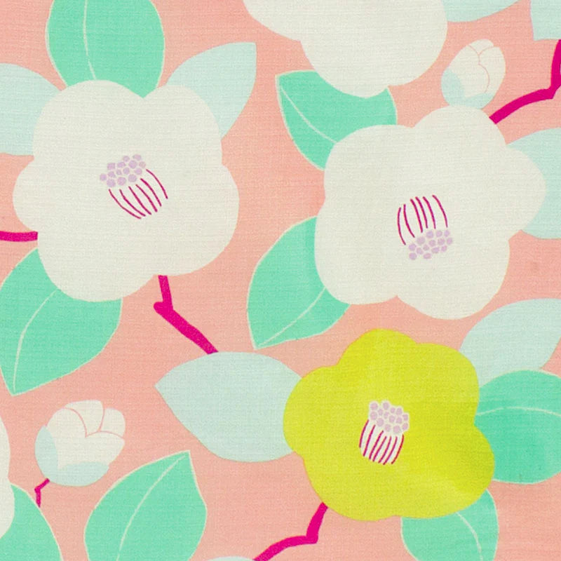 Furoshiki Camellia Flowers, Salmon Pink