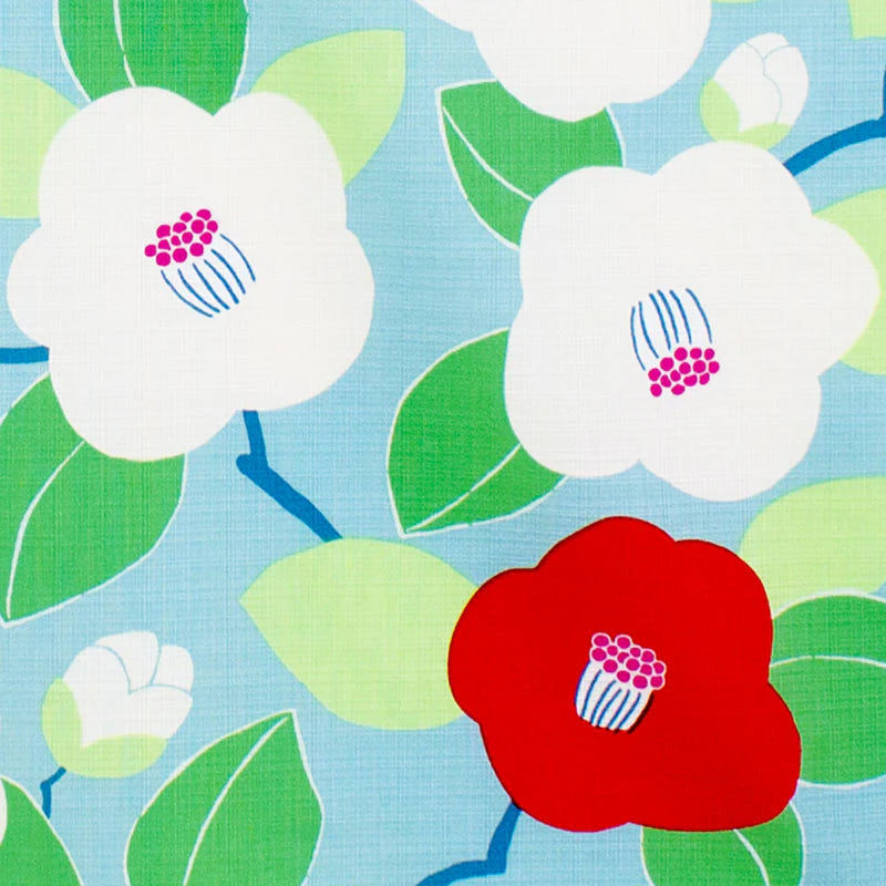 Furoshiki Camellia Flowers, Turquoise