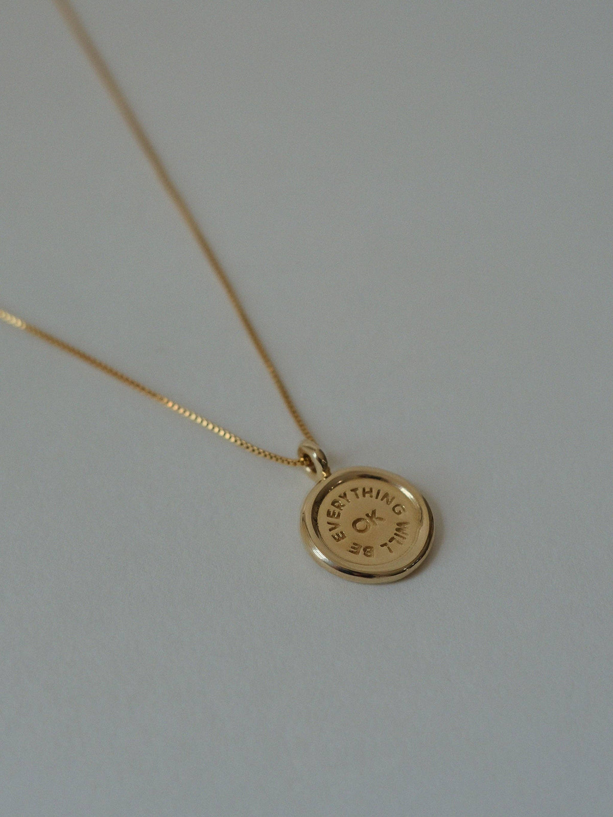 Everything Will Be OK Charm on Box Chain