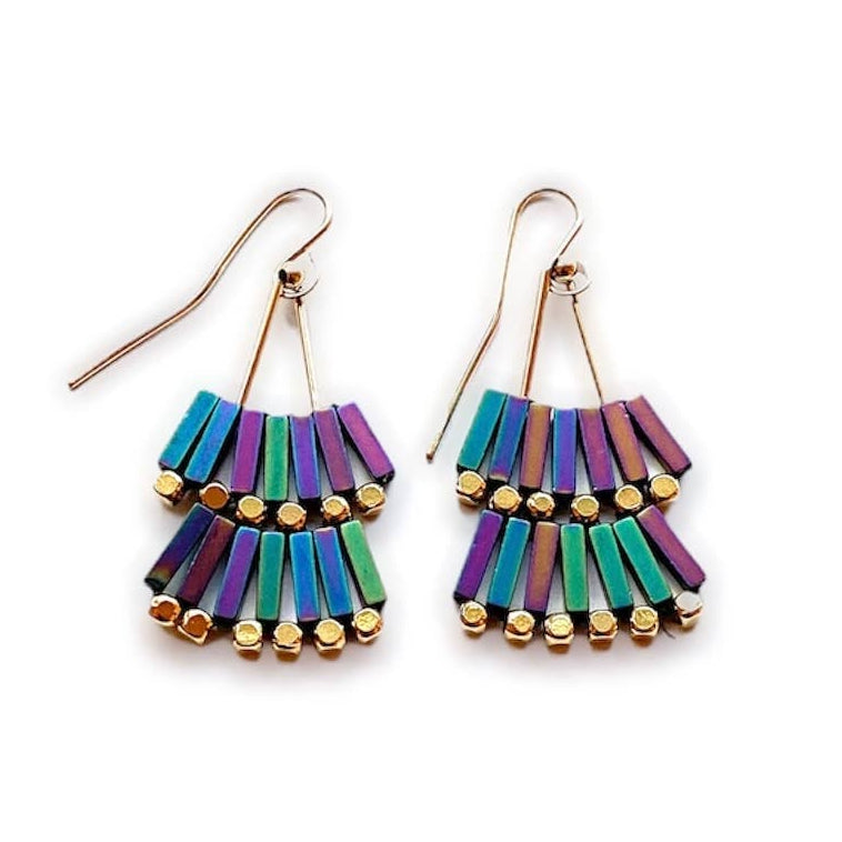 Fan Beaded Earrings