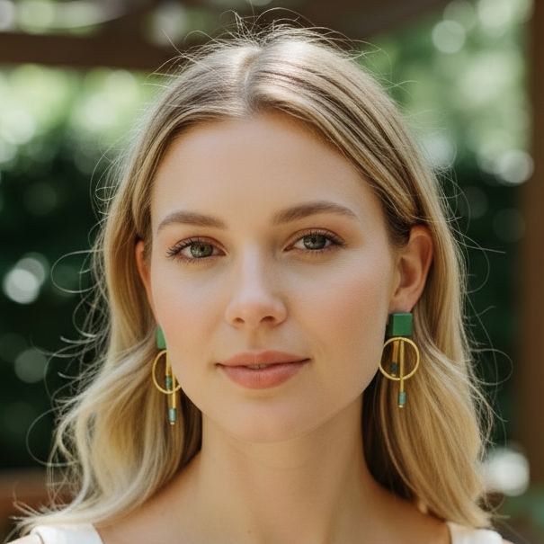 Brass Circle and Bar Earrings