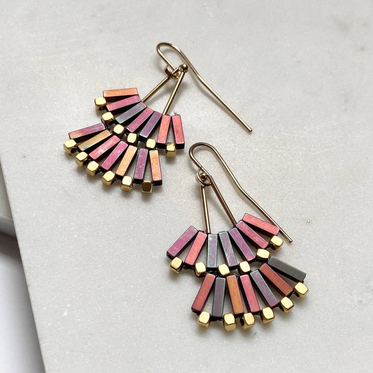 Fan Beaded Earrings