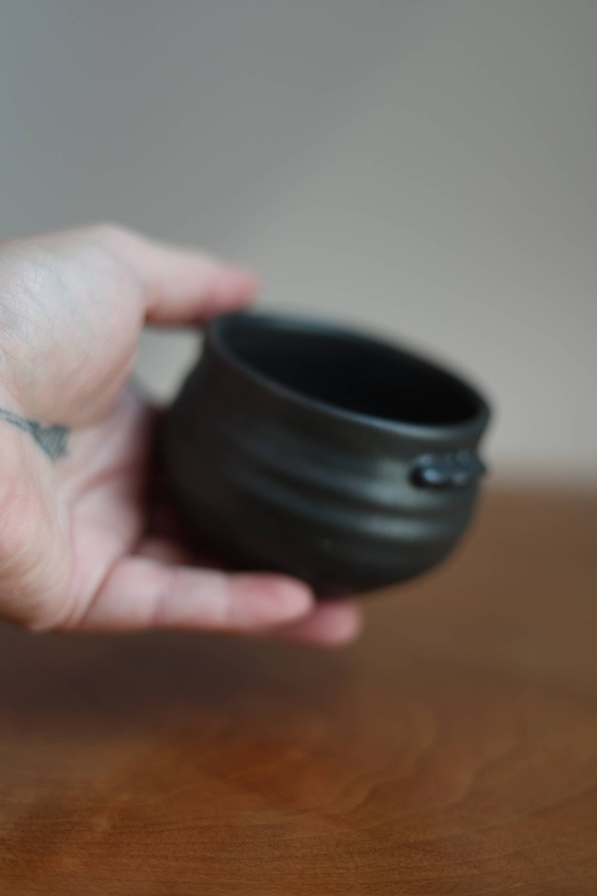 Black Cauldron Ceramic Bowl, Handmade
