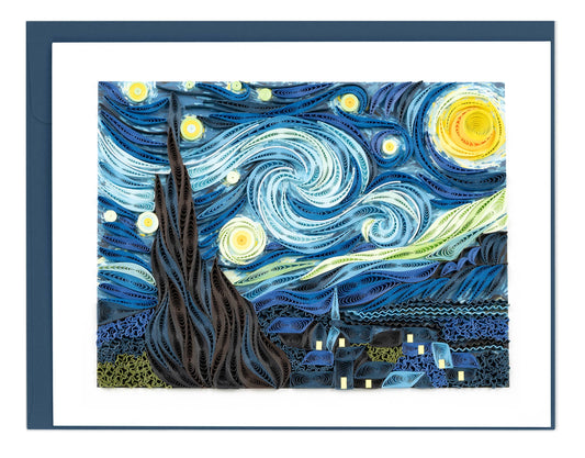 Quilled Starry Night, Van Gogh Greeting Card