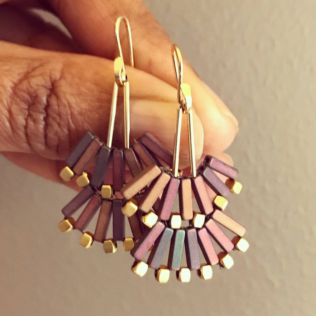 Fan Beaded Earrings