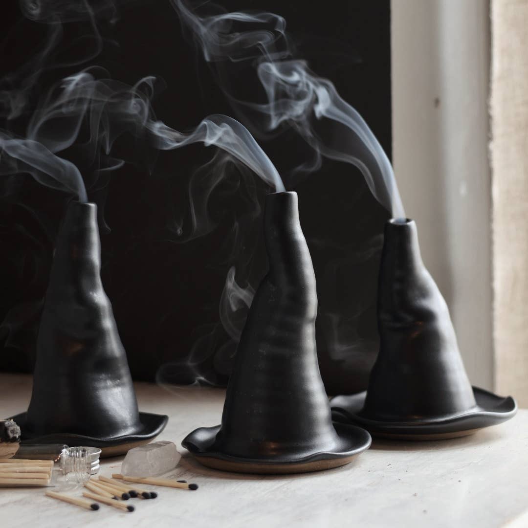 Witch Hat Ceramic Incense Burner, Handmade