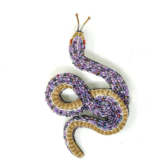 Amethyst Snake Brooch Pin