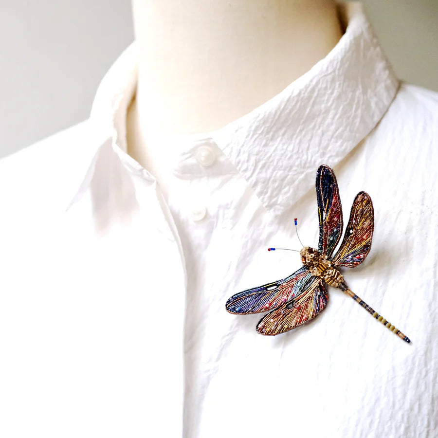 Brown Hawker Dragonfly Brooch Pin