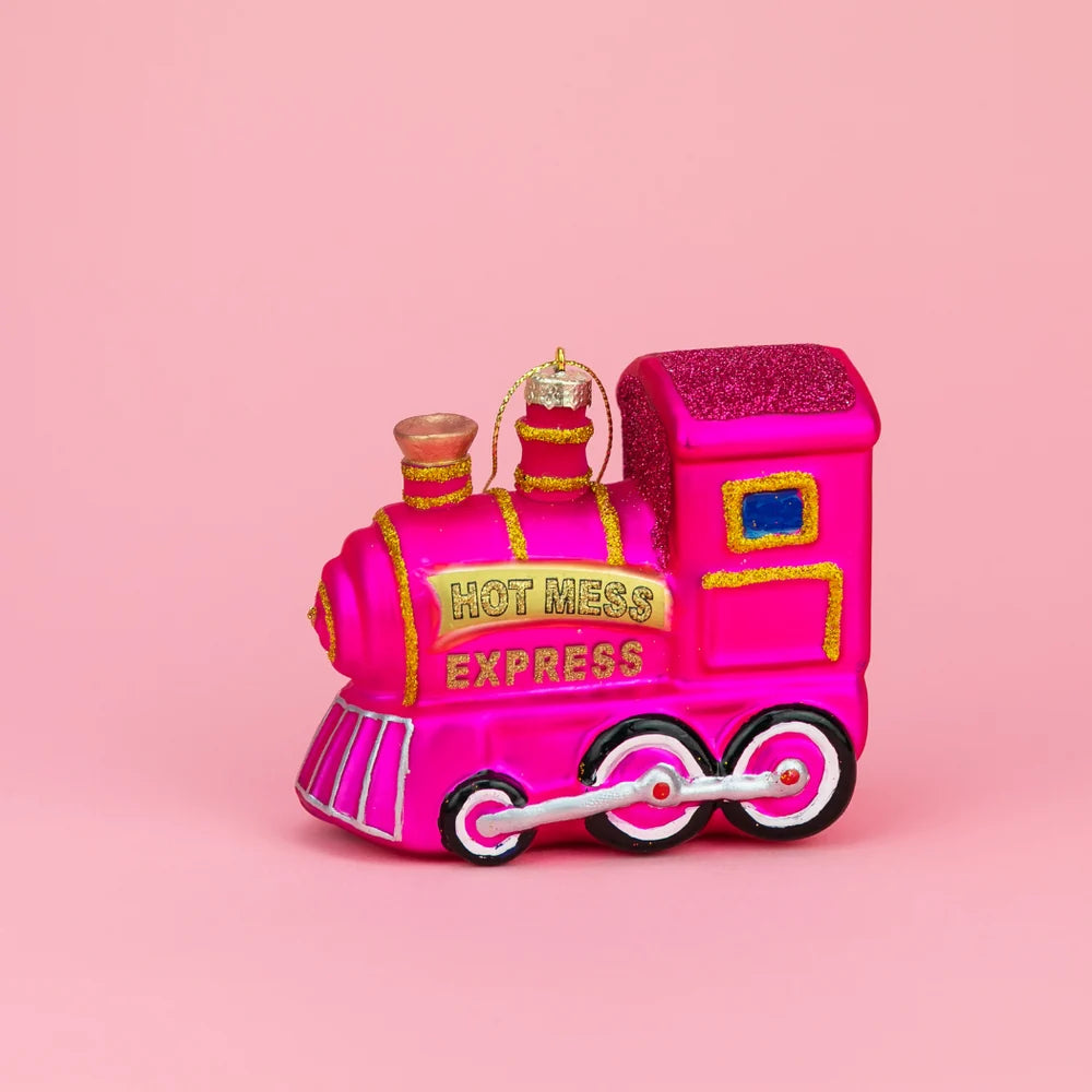 Hot Mess Express Train Glass Ornament