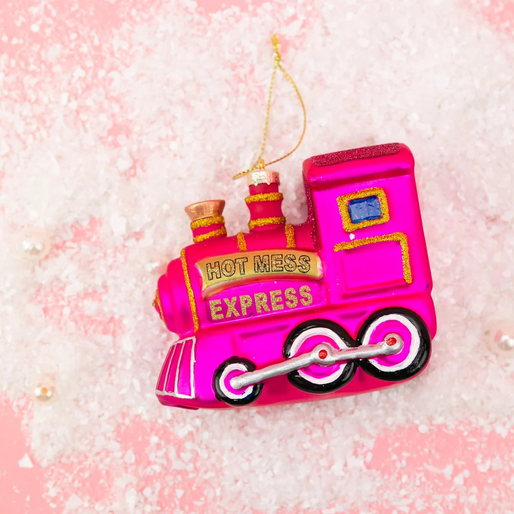 Hot Mess Express Train Glass Ornament