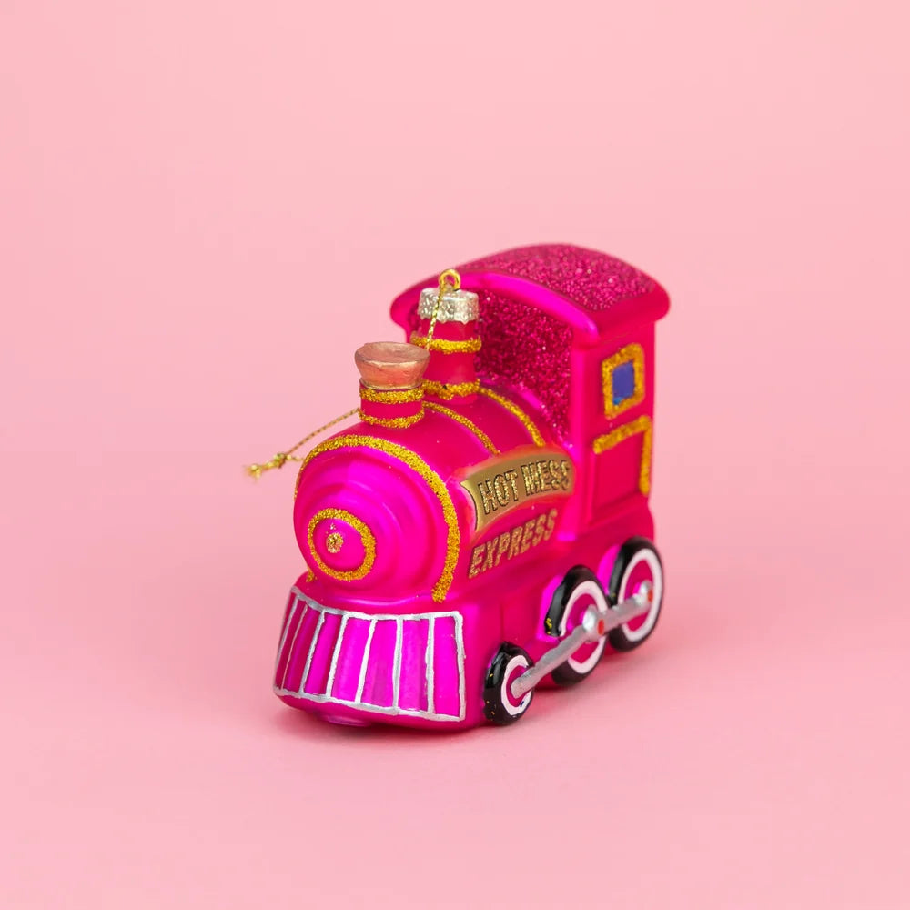 Hot Mess Express Train Glass Ornament