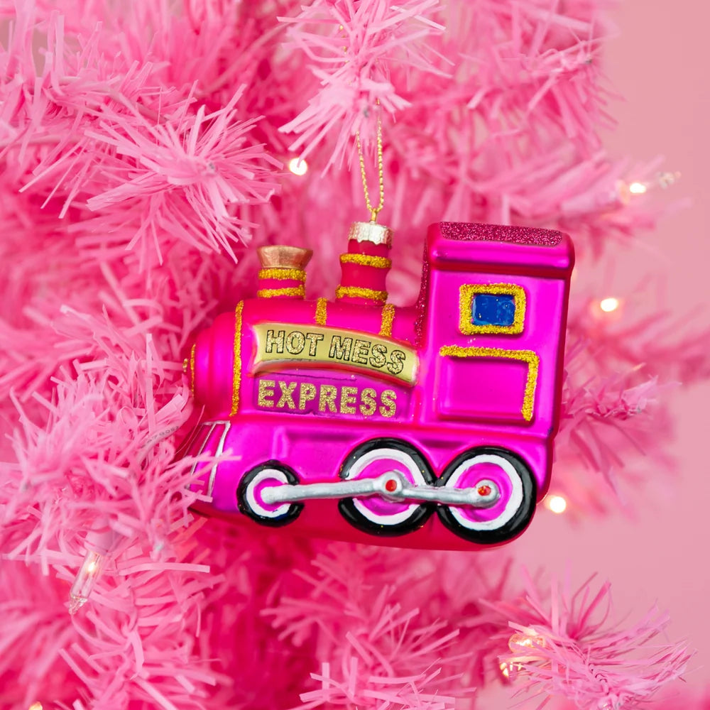 Hot Mess Express Train Glass Ornament