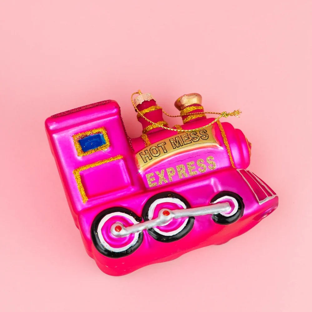 Hot Mess Express Train Glass Ornament