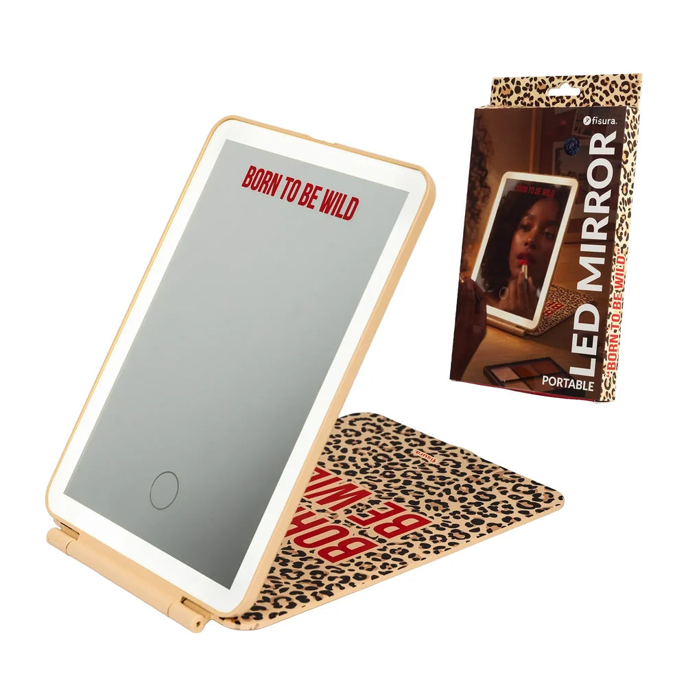 Portable LED Mirror, Leopard Print