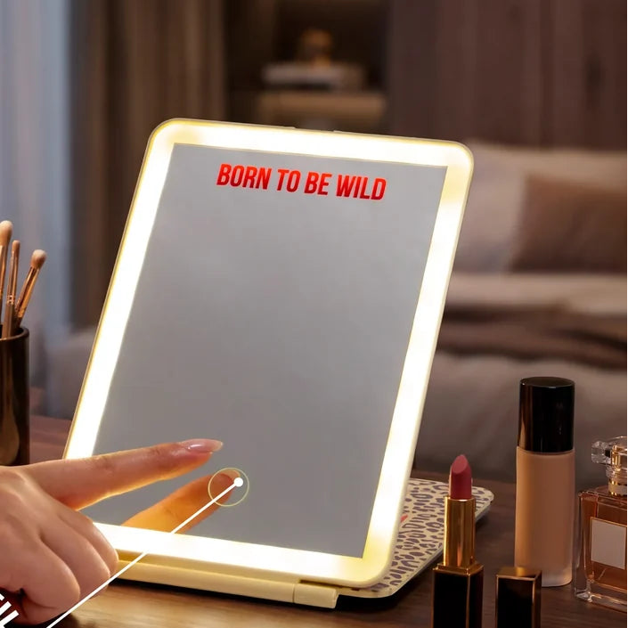Portable LED Mirror, Leopard Print