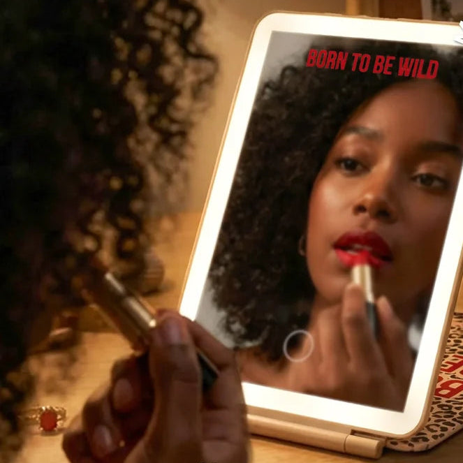 Portable LED Mirror, Leopard Print