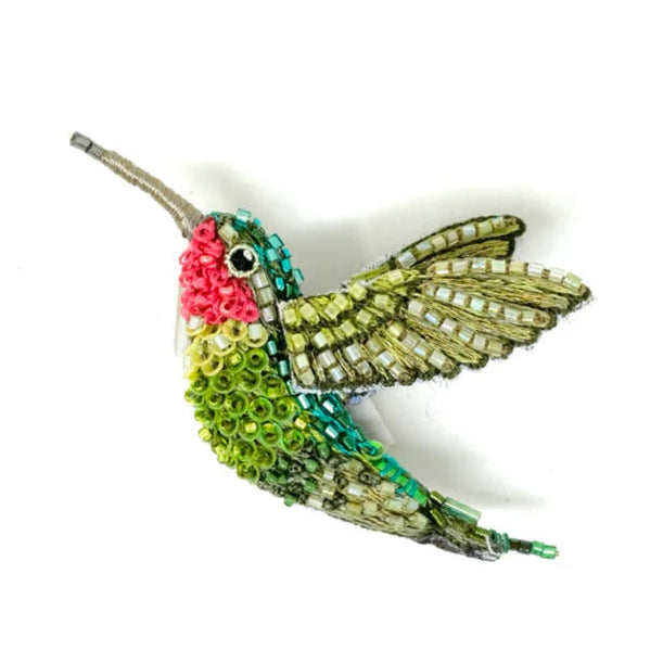 Ruby Throated Hummingbird Brooch Pin