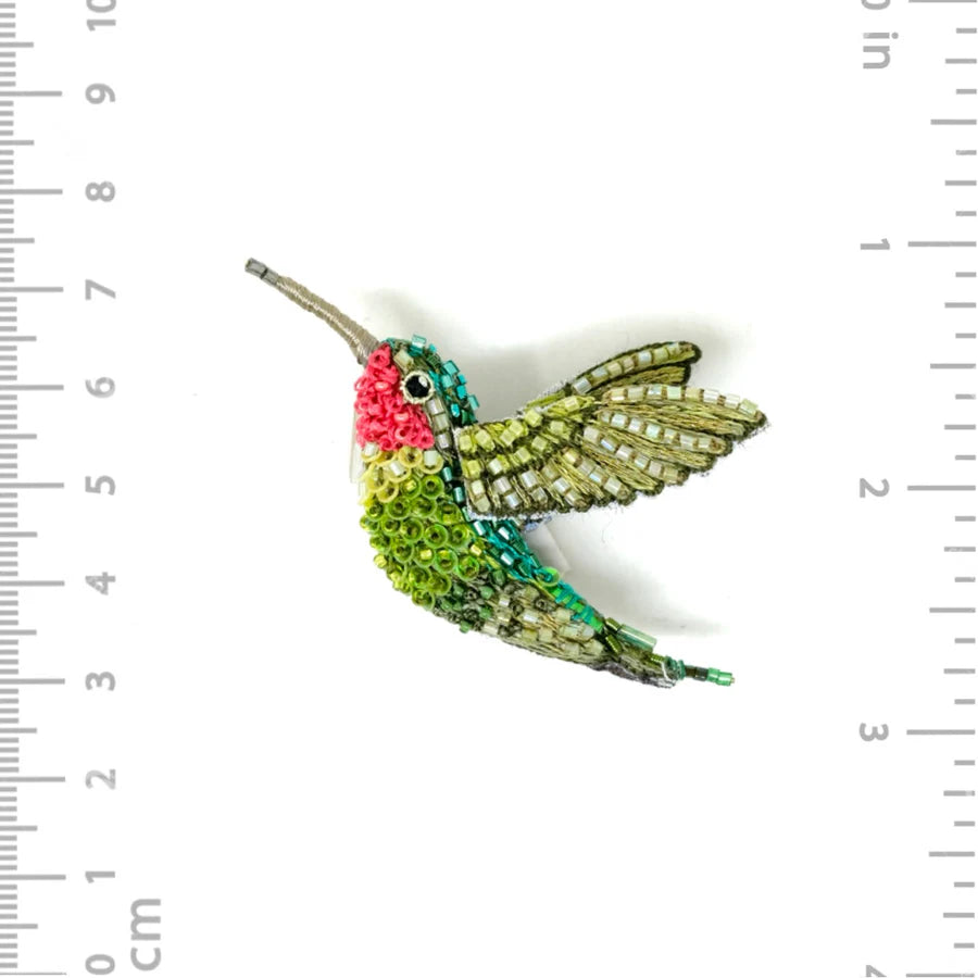 Ruby Throated Hummingbird Brooch Pin