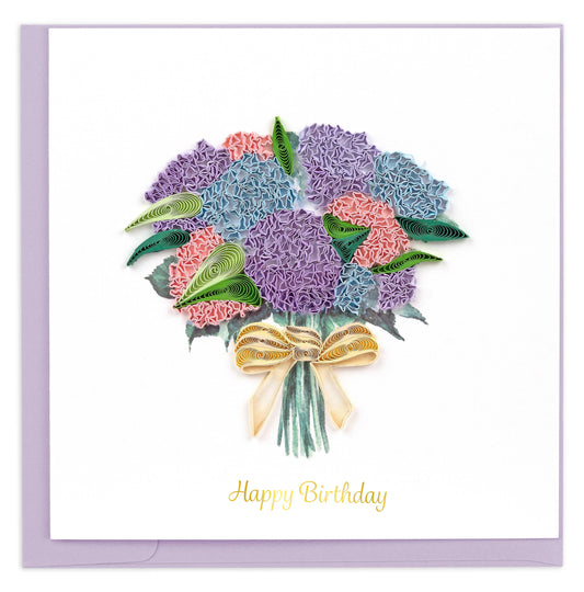 Quilled Hydrangea Bouquet Birthday Card | Floral Card