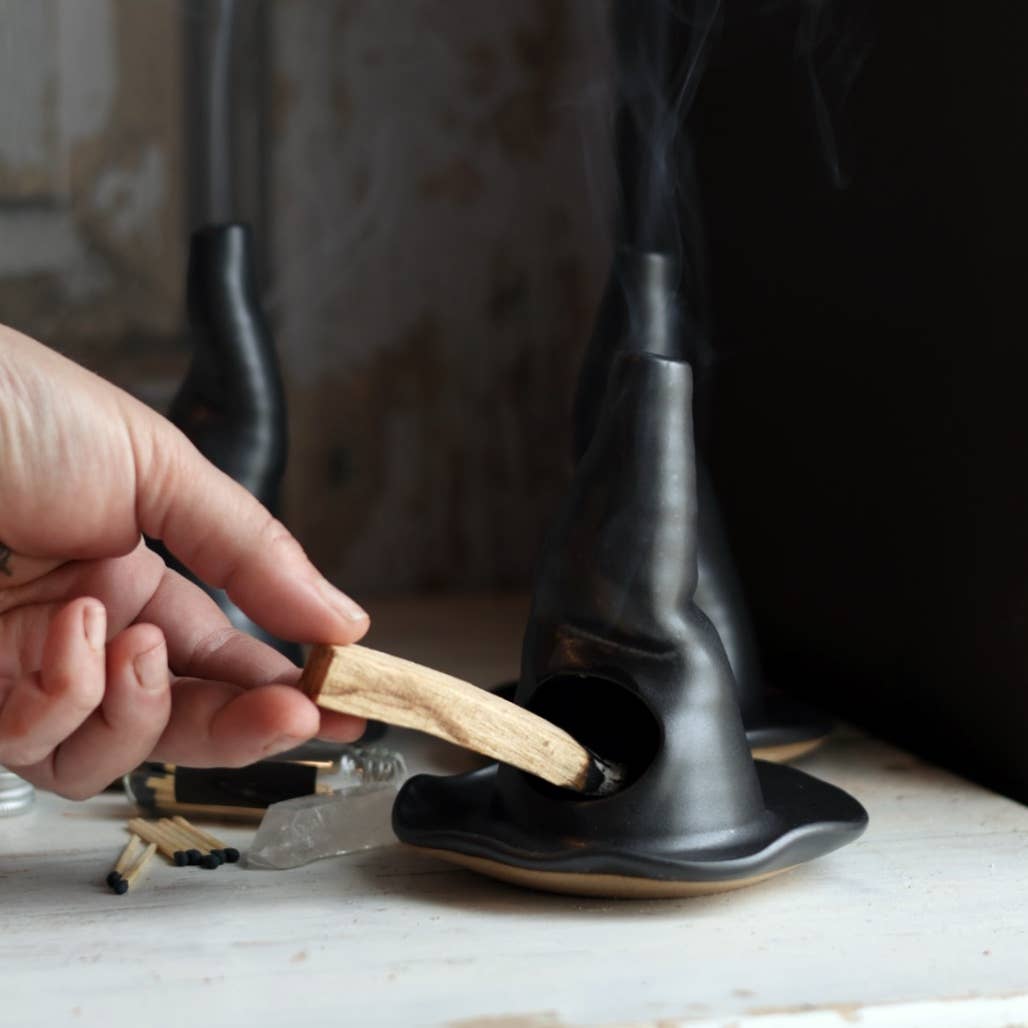 Witch Hat Ceramic Incense Burner, Handmade