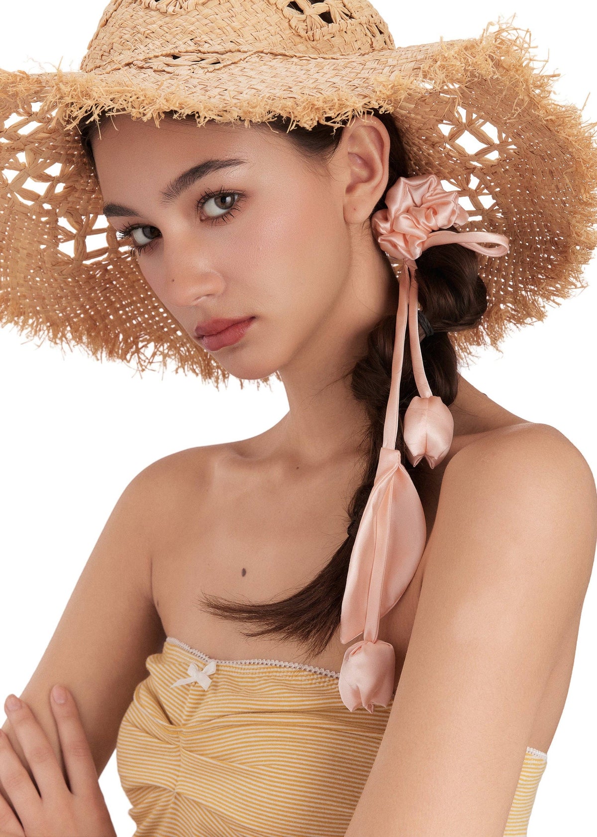Tulip Silk Hair Tie Scrunchie - Pink