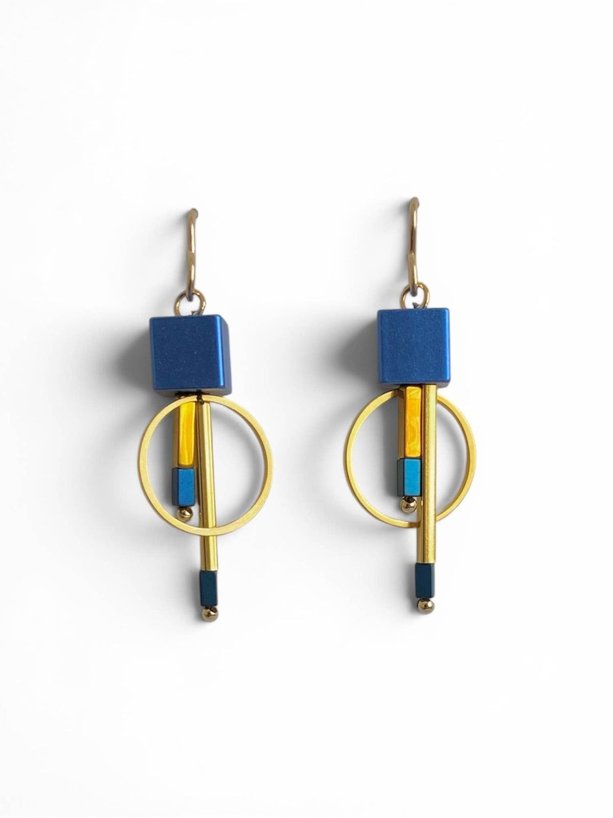 Brass Circle and Bar Earrings