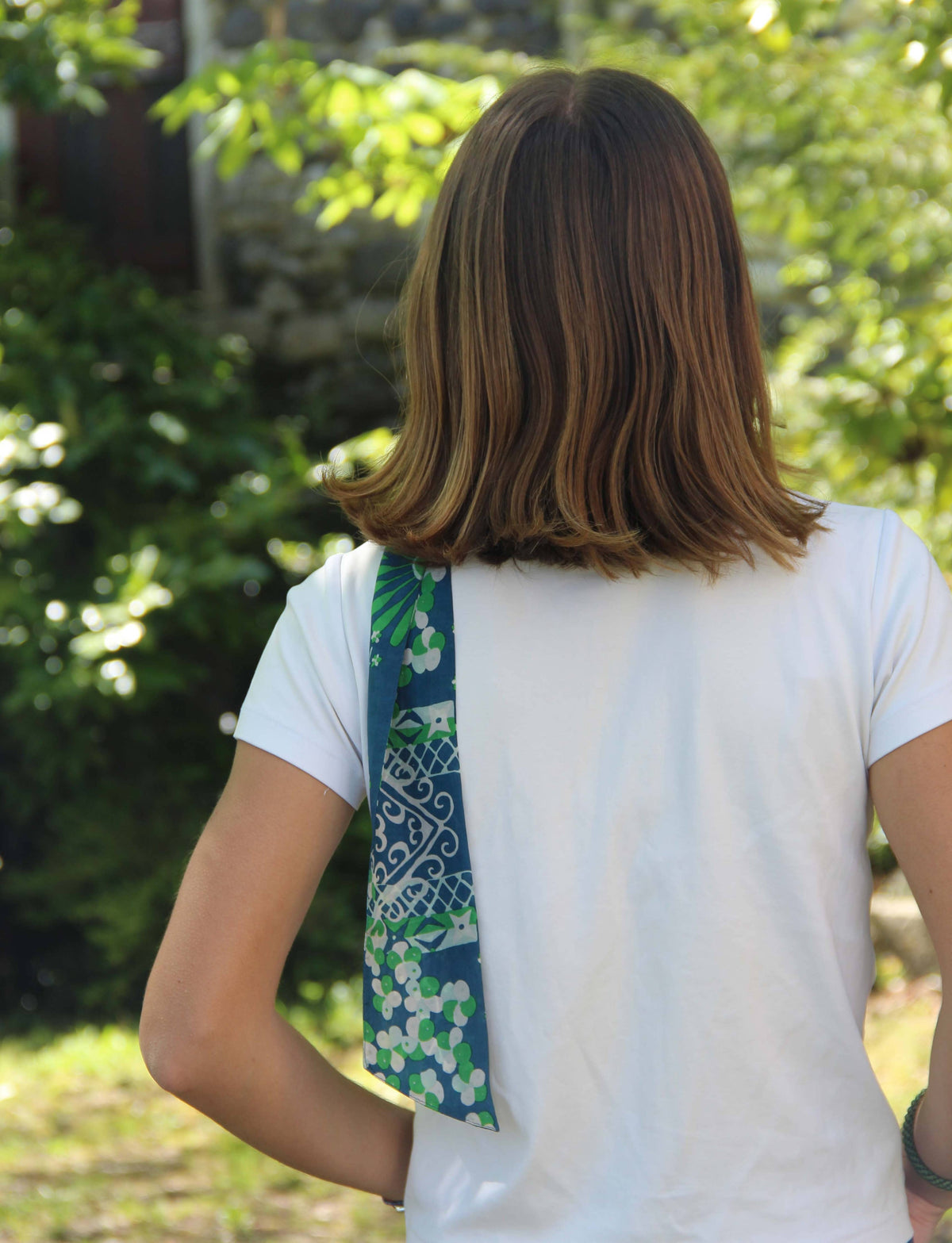 Masami Navy Silk Bandeau Skinny Scarf