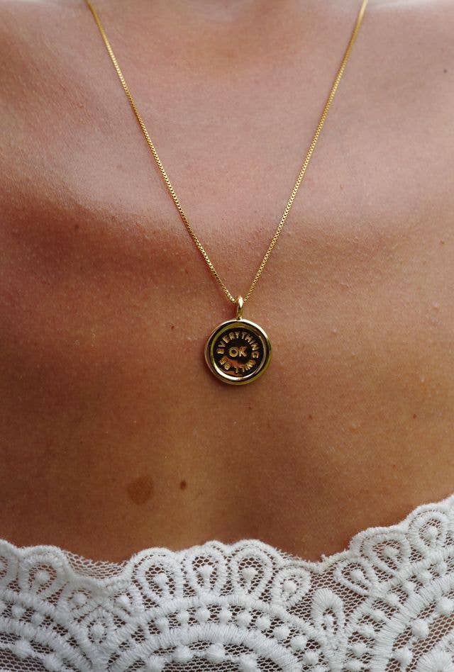 Everything Will Be OK Charm on Box Chain