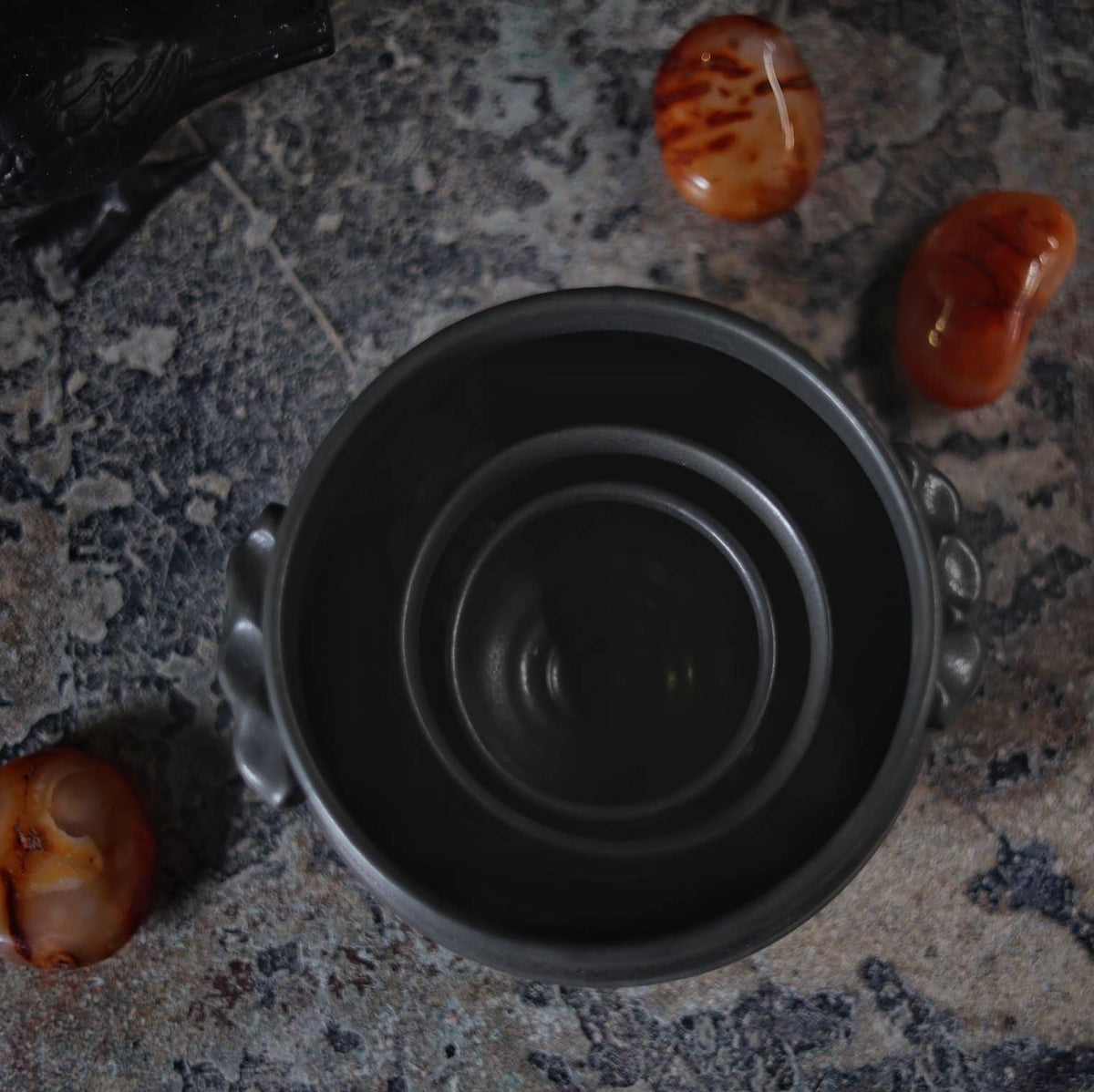 Black Cauldron Ceramic Bowl, Handmade