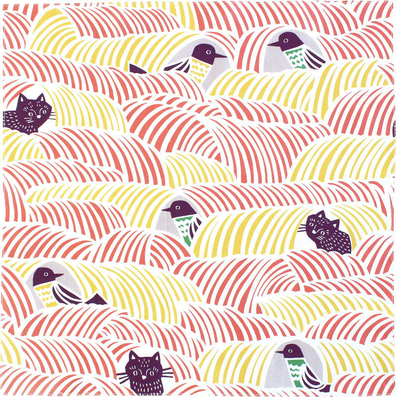 Cats & Birds Pink Furoshiki M